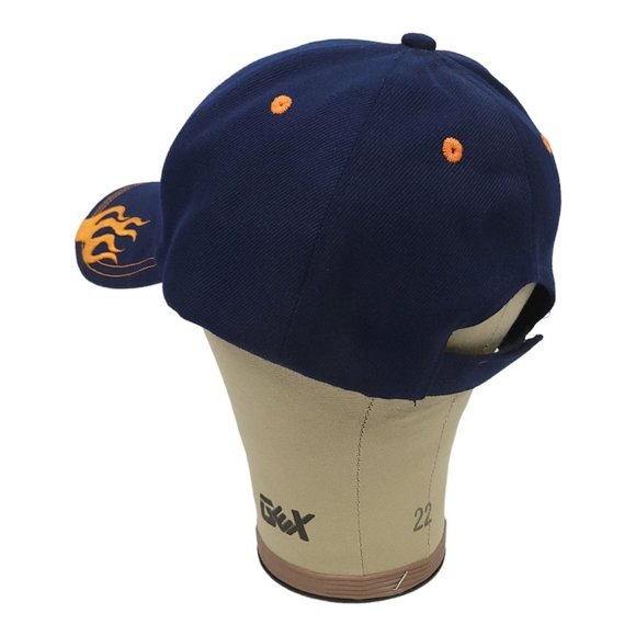 Harley Davidson Strapback Cap Biker Trucker Baseball Hat Blue Orange Flames - Picture 11 of 12